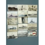 A group of postcards depicting Great War and other naval vessels, submarines etc