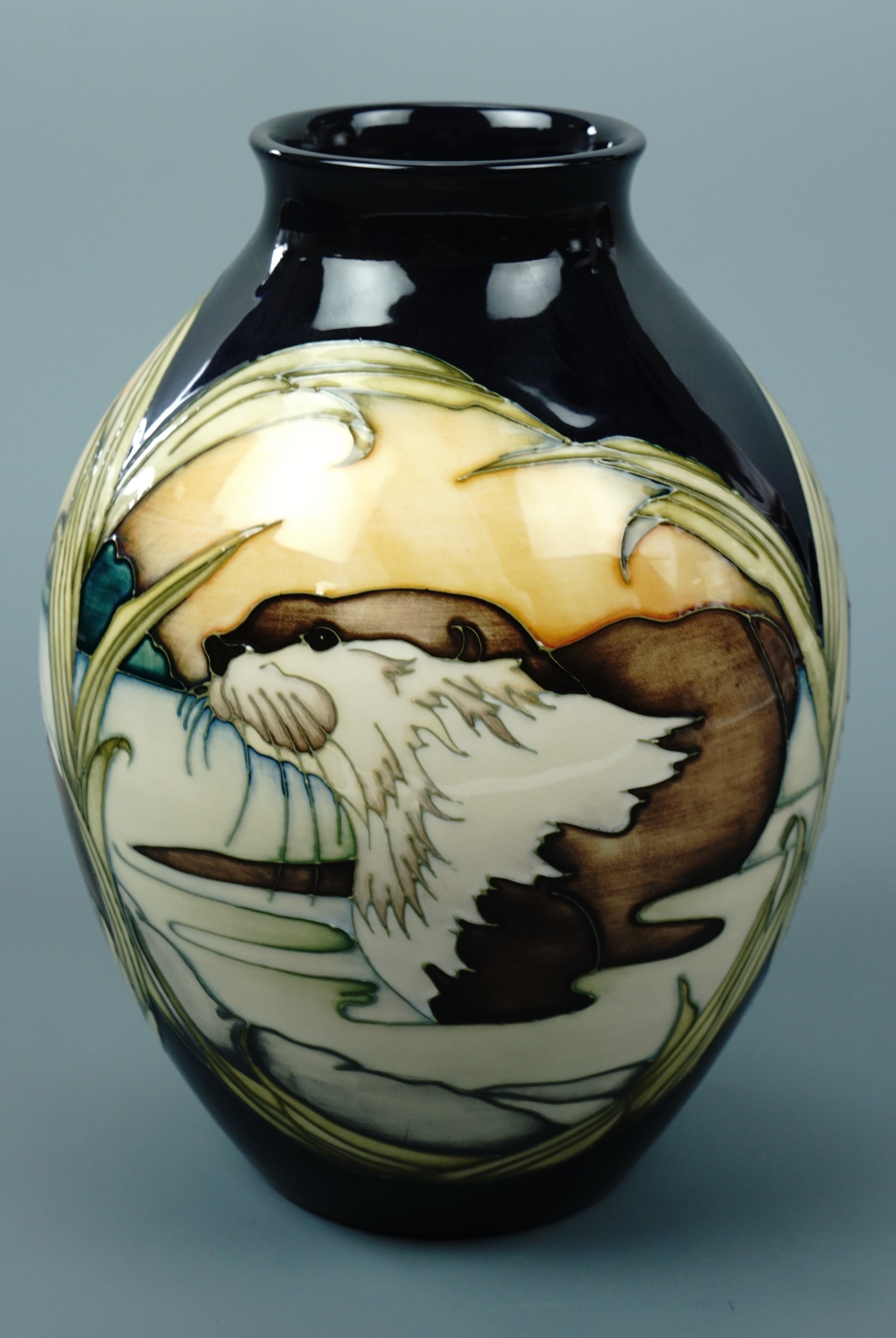 A contemporary Moorcroft limited edition shouldered vase, the decoration depicting otters, signed - Image 2 of 4