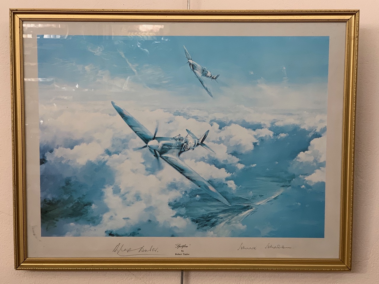 Robert Taylor, "Spitfire", studies of two RAF Spitfires in flight, signed to the lower margin by the