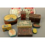 A quantity of vintage tinplate boxes