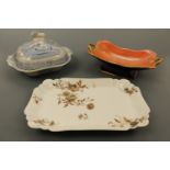 A Carlton Ware bowl, together with a blue and white willow pattern ashet, a Townsend bowl and a blue