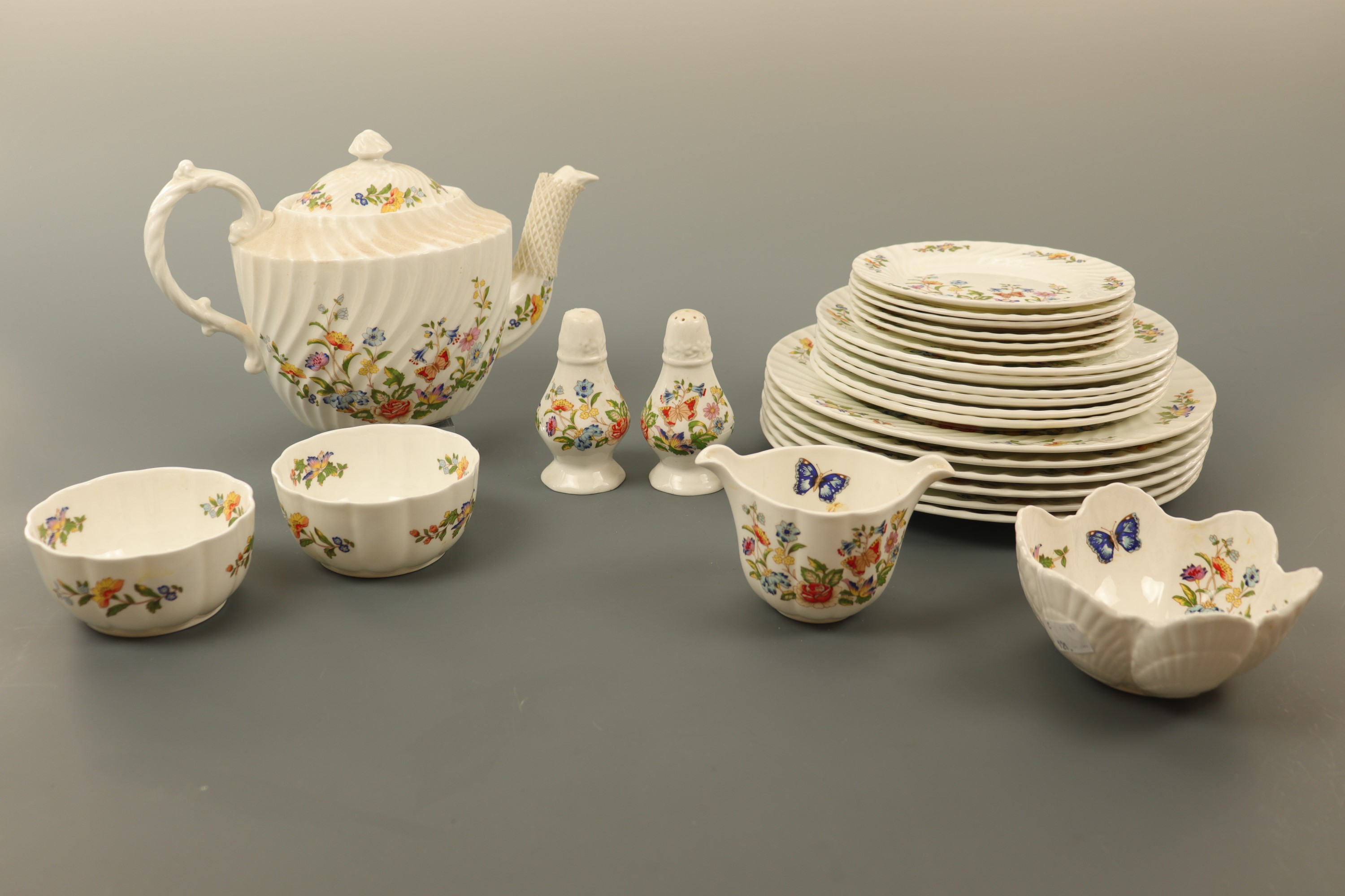 Aynsley "Cottage Garden" tea and dinnerware, approximately 40 items (free of damage)