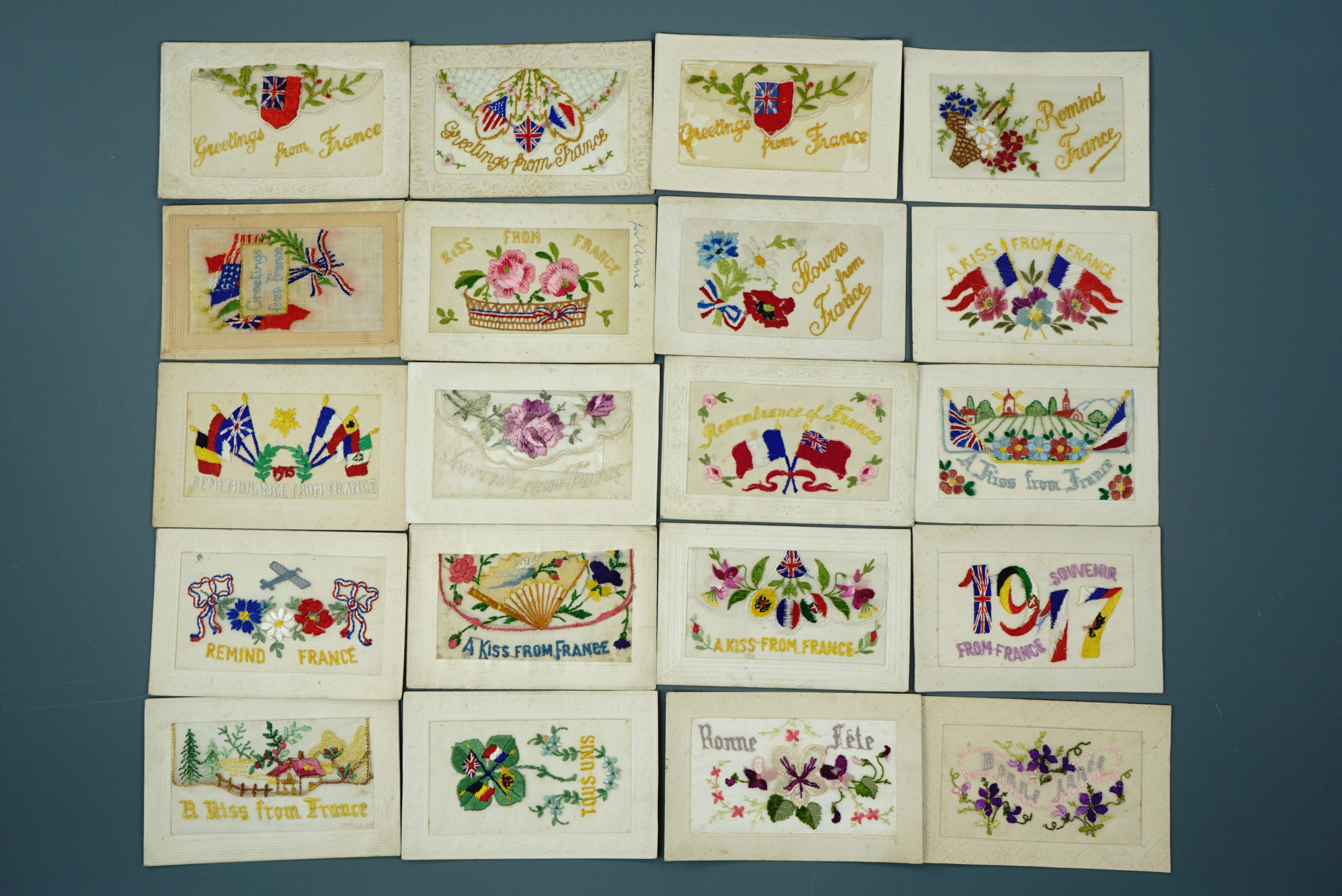 20 Great War silk postcards