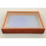 A glazed mahogany display case, converted, 34 cm x 27 cm x 5.5 cm
