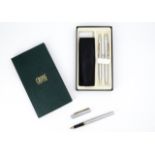 A boxed Cross fountain and ball-point pen set, together with a Pen Quest fountain pen