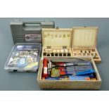 A quantity of drill bits, cutter, files etc, an Axminster 25-piece drum sander kit and a Policraft