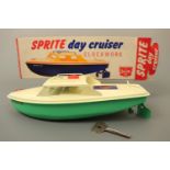 A Sutcliffe Toy clockwork "Sprite Day Cruiser" tinplate boat, in original carton