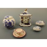 Masons ware including sapphire clock, Strathmore plates, a ginger jar etc. , (free of damage)