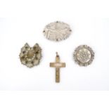 Victorian white-metal (tested as silver) and base metal jewellery, including a brooch depicting