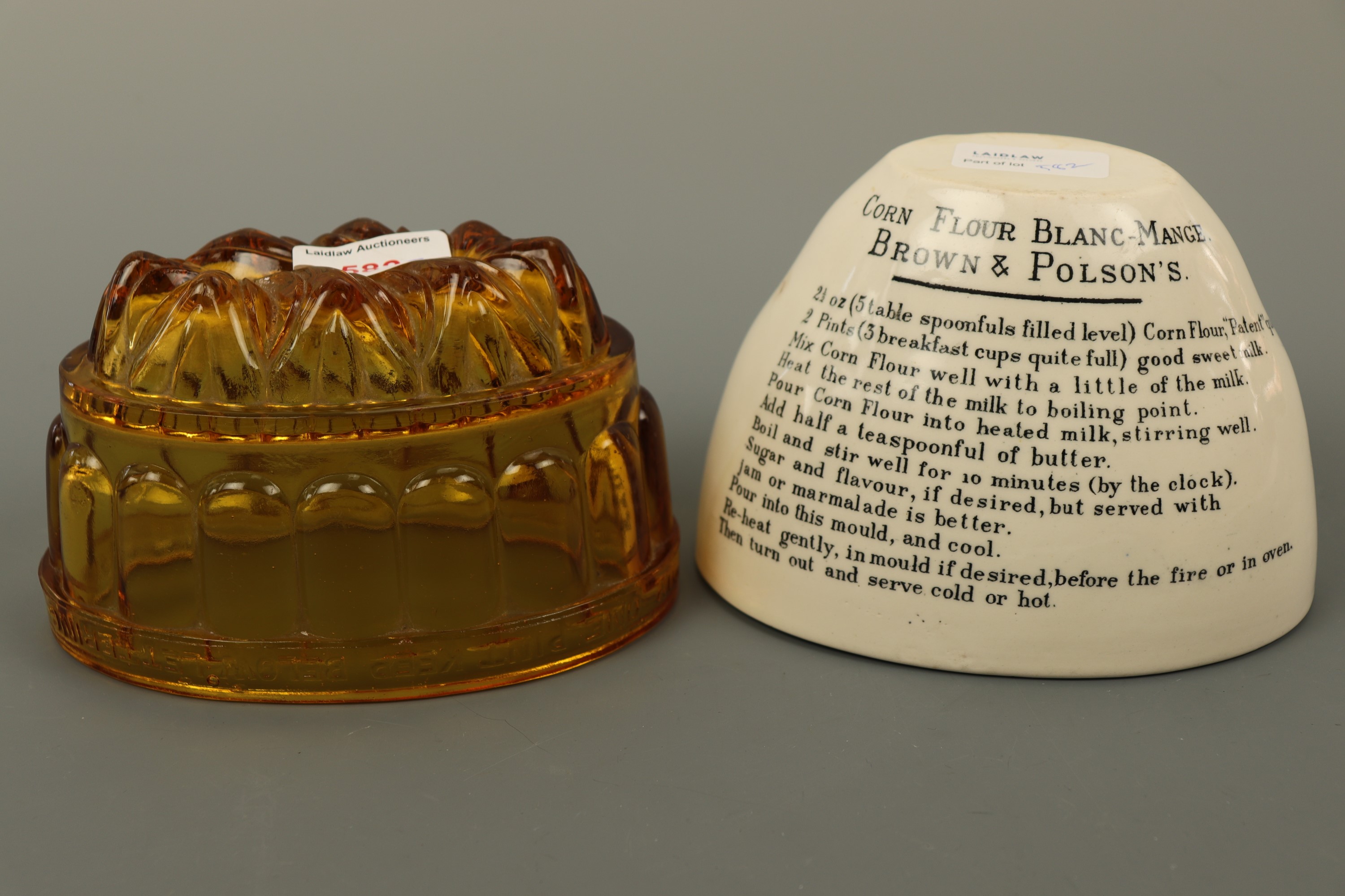 Two late 19th Century advertising jelly / blancmange moulds, comprising a Brown and Polson's mould
