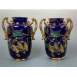 A pair of late 19th/early 20th Century aesthetic influenced vases decorated in depiction of