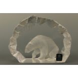 A Royal Krona polar bear paperweight, 11 cm high, signed M Jonasson