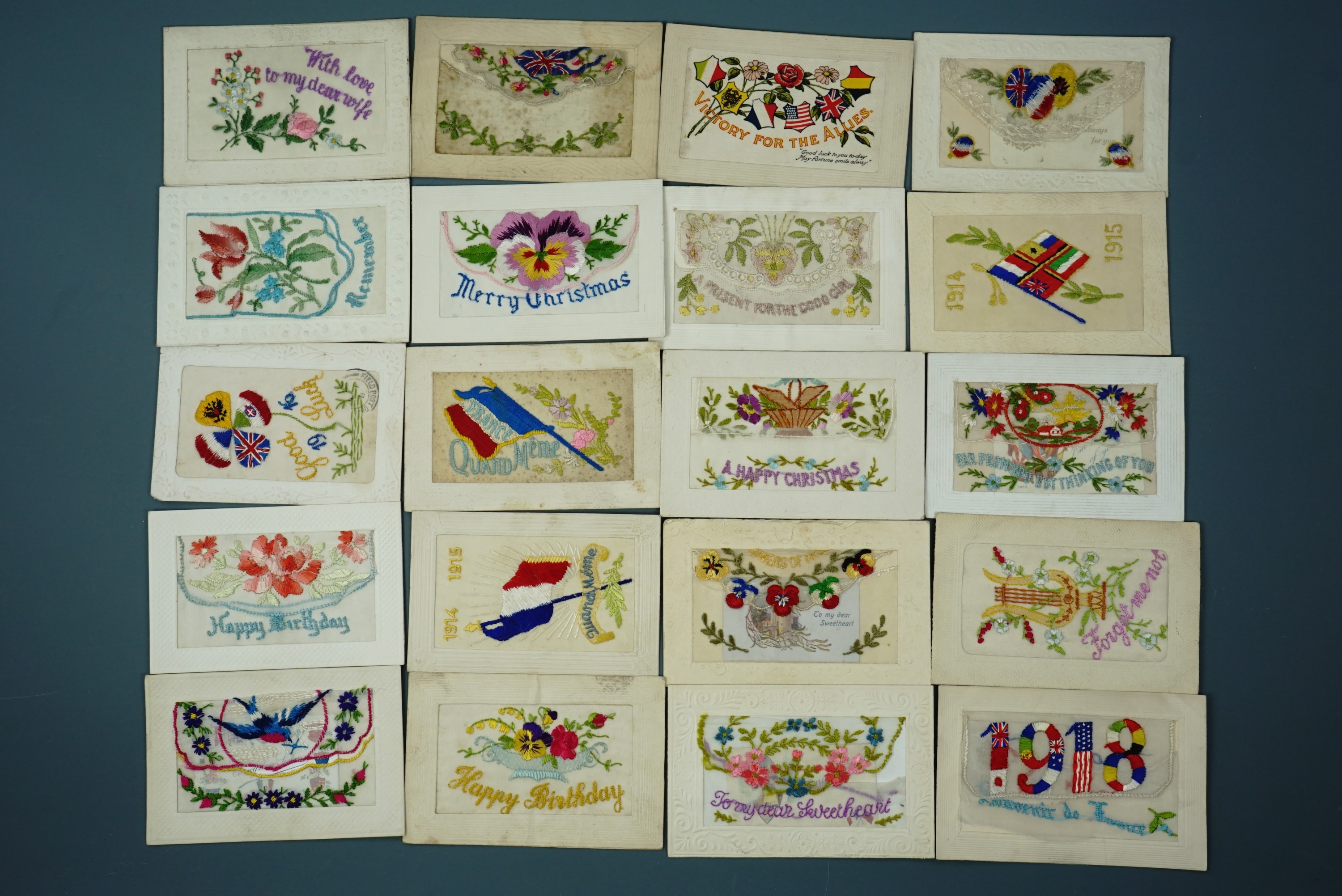 20 Great War silk postcards