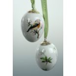 A pair of Royal Copenhagen oviform Christmas tree baubles, boxed