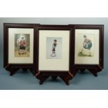 9 uniformly framed prints depicting Scottish soldiers and military dress, 28 cm x 23 cm