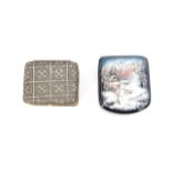 Two vintage continental trinket boxes, one having a hand-painted vignette to the cover depicting a