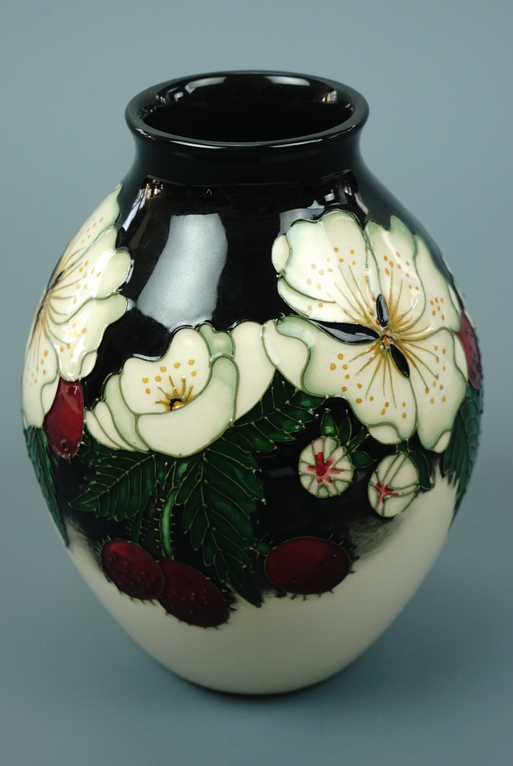 A contemporary Moorcroft limited edition ovoid form vase, the decoration depicting anemones, - Image 2 of 3
