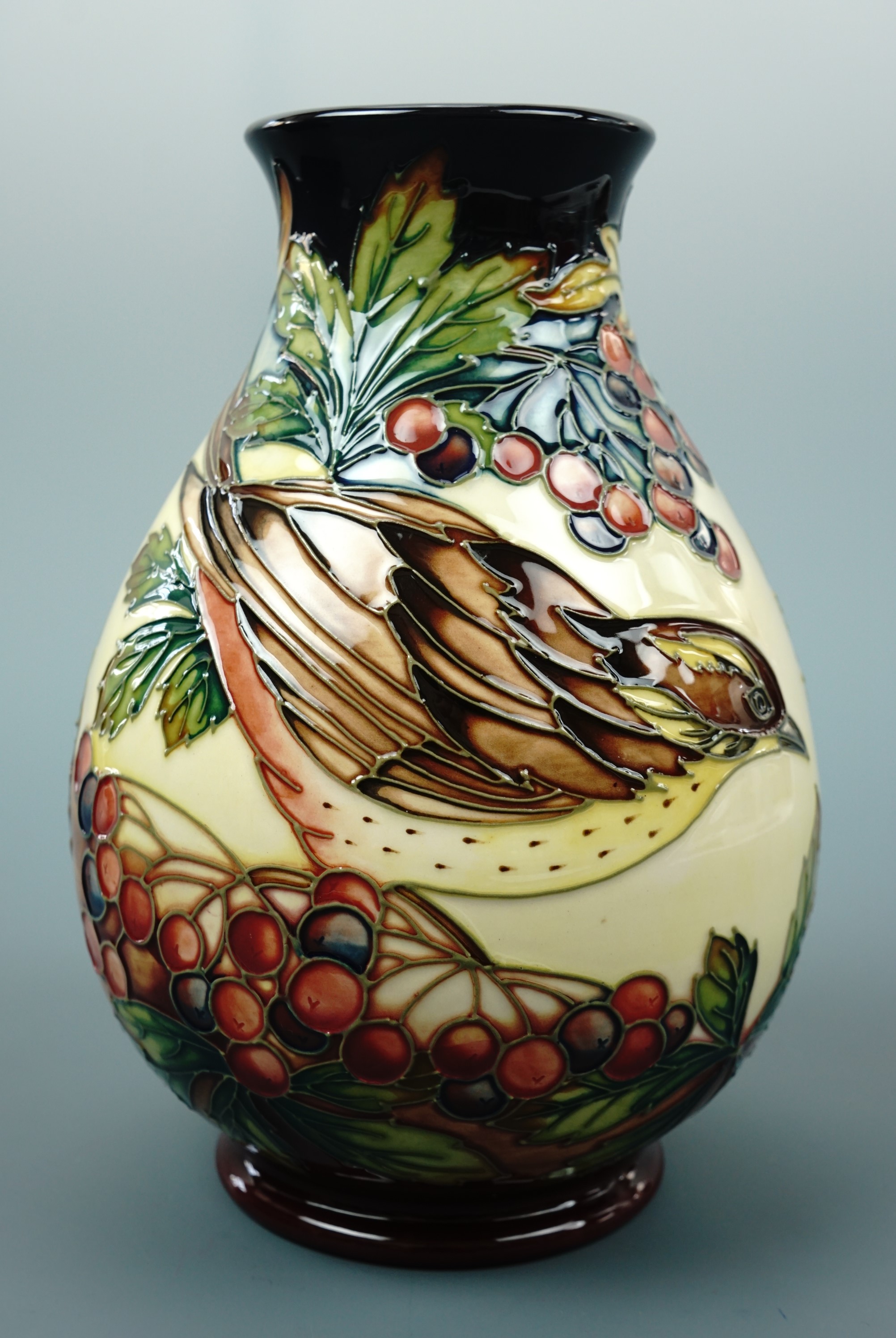 A contemporary Moorcroft limited edition inverted baluster vase, the decoration depicting a bird - Image 2 of 4