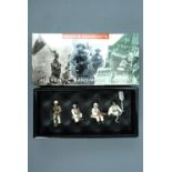 A King & Country scale model Battle of the Bulge Winter Tank Riders