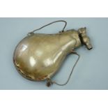 An early-to-mid 19th Century French brass-mounted lanthorn powder flask