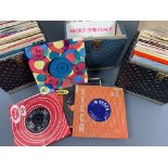 Three 1960s Winel 45 rpm vinyl record carry cases including a large quantity of records from various