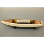 A 1930s Bowman Models "Seahawk" live-steam speed boat with twin cylinder engine, 13 x 68 cm