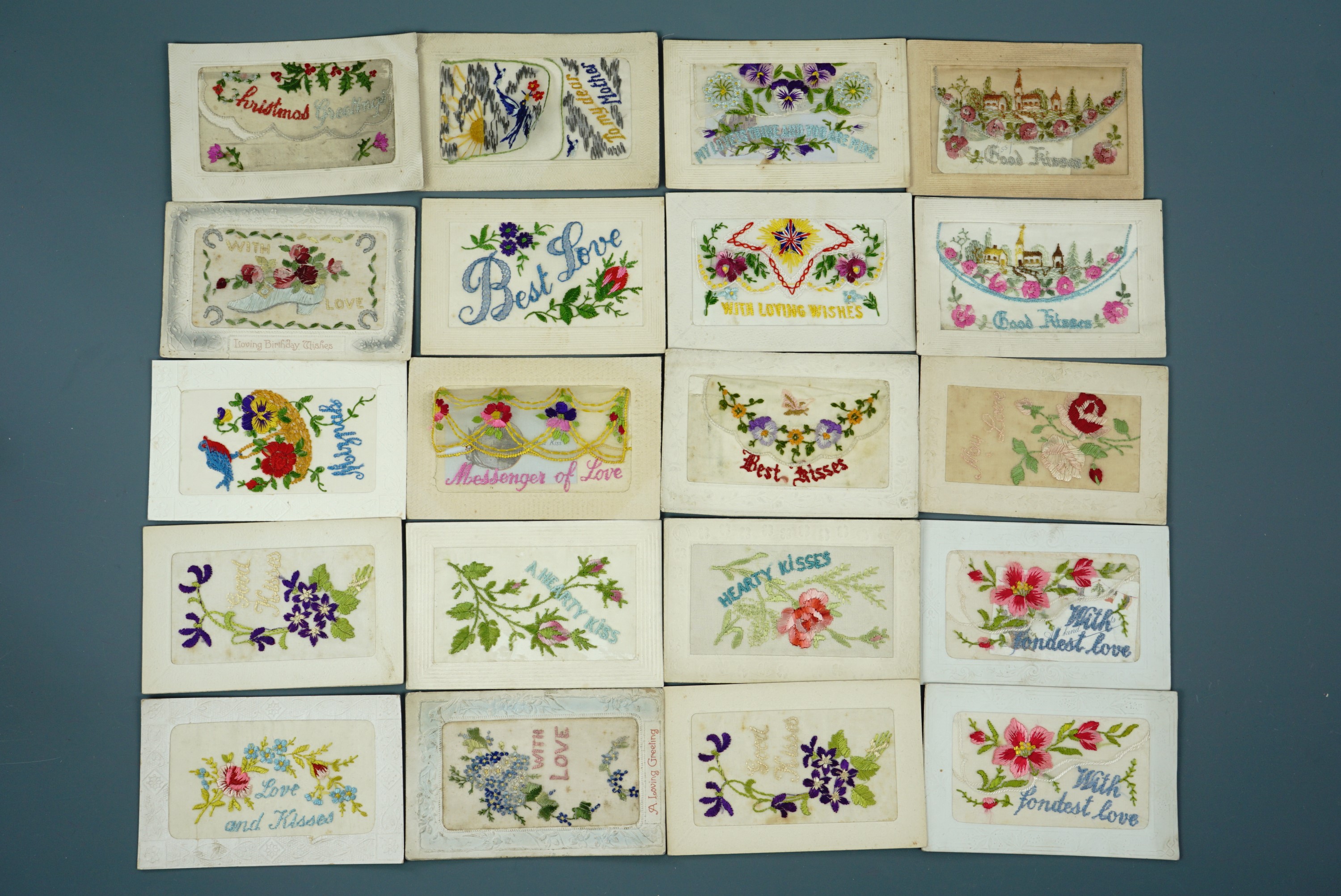 20 Great War silk postcards