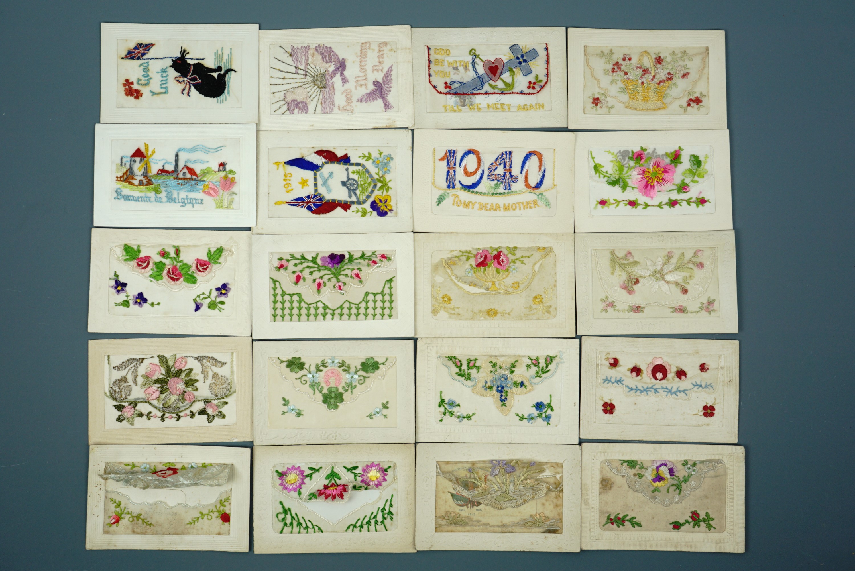 20 Great War silk postcards