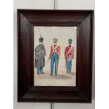 An early 19th Century study of British soldiers, in graphite and watercolour, inscribed "Uniforms,