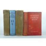 A collection of four Mrs Beeton's cookery and household management books, including "Mrs Beeton's