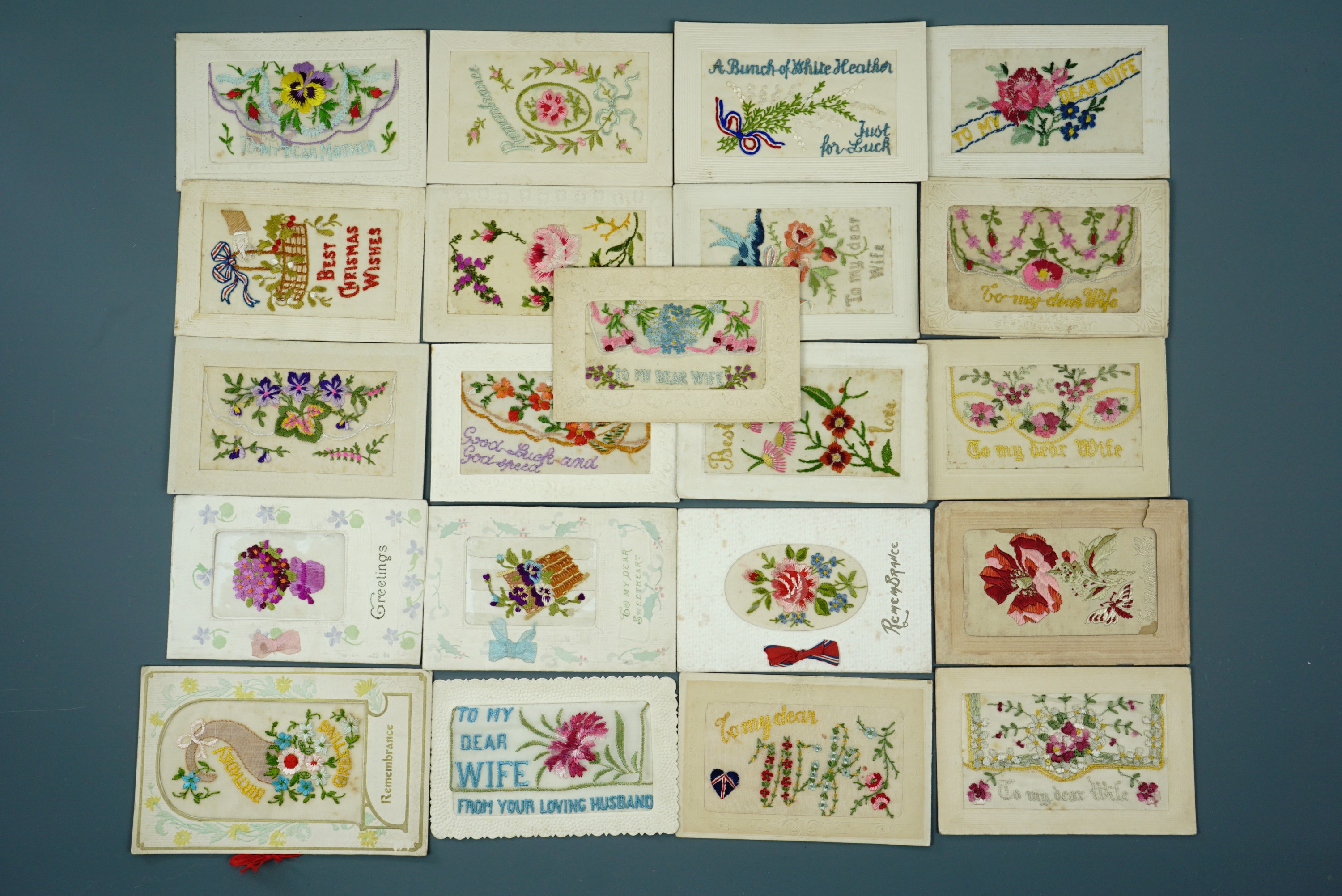 20 Great War silk postcards