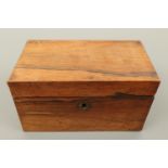 A small early 19th Century rosewood tea caddy, 18 × 10 × 10 cm