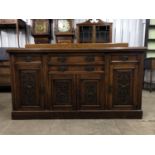 A late Victorian oak sideboard, 182 cm x 54 cm x 110 cm