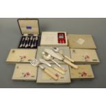 A quantity of boxed Viners Silver Rose cutlery, fish servers, cased teaspoons etc.