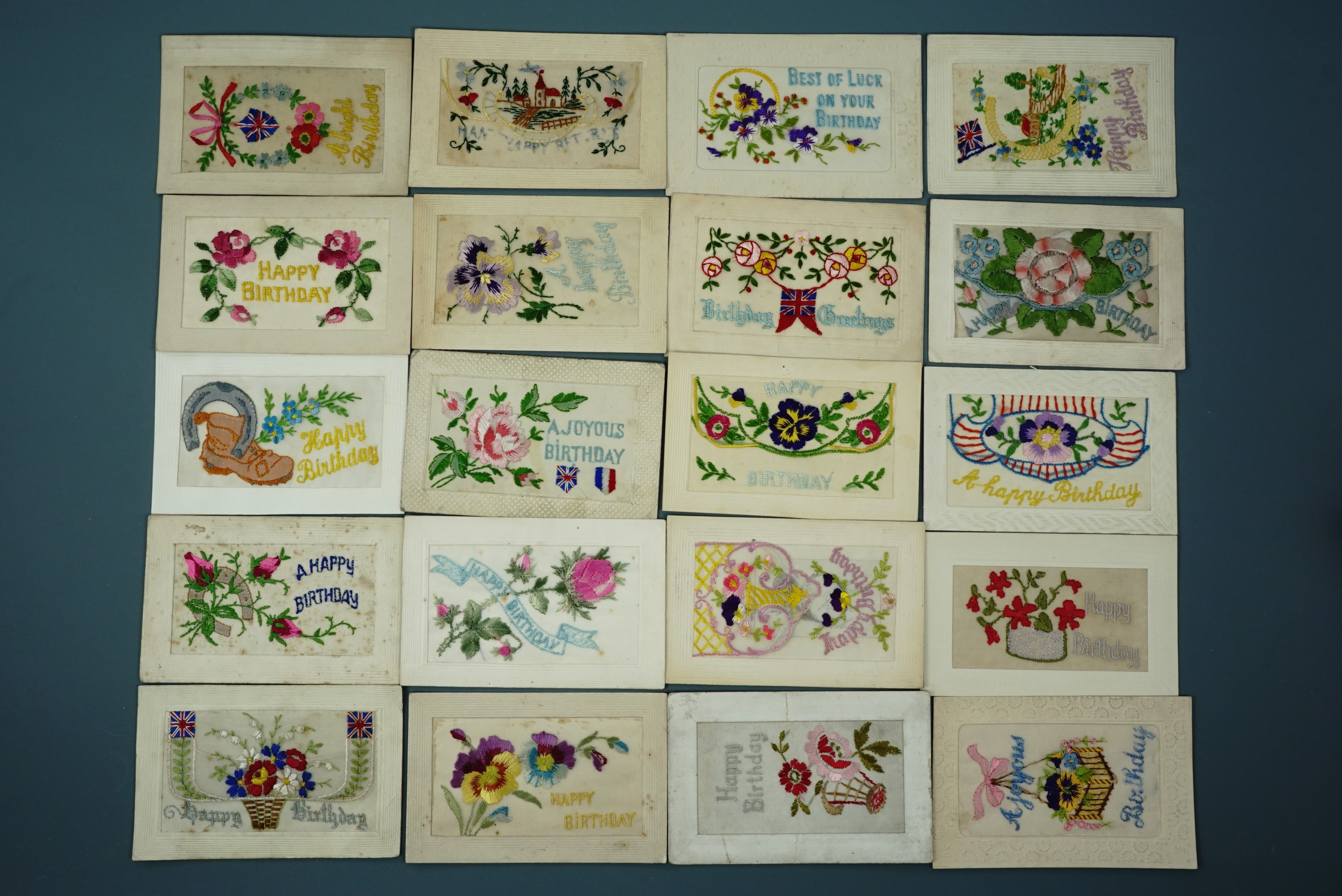 20 Great War silk postcards