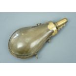 An early-to-mid 19th Century French brass-mounted lanthorn powder flask