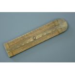An antique brass and boxwood rope gauge / ruler by Marshall of Glasgow, 8.5 cm