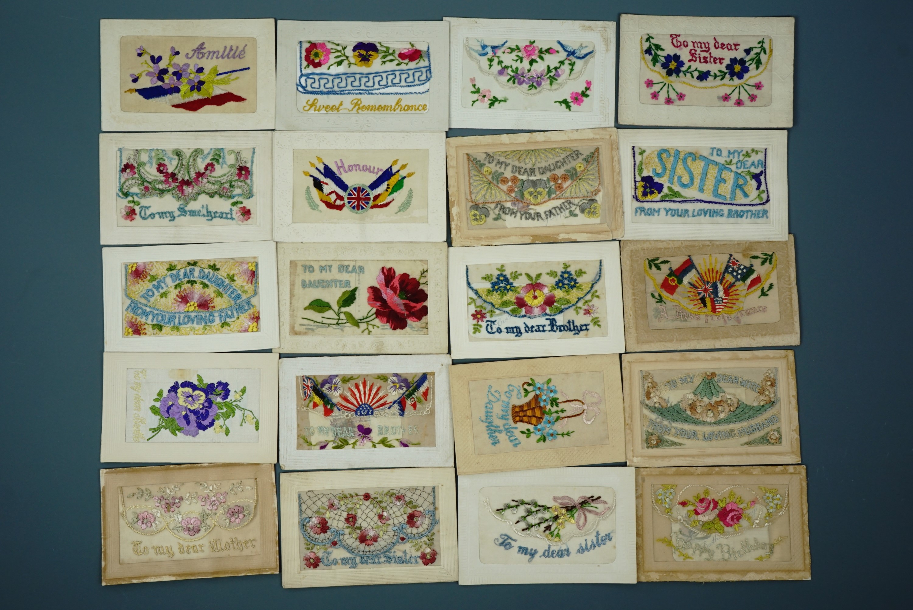 20 Great War silk postcards