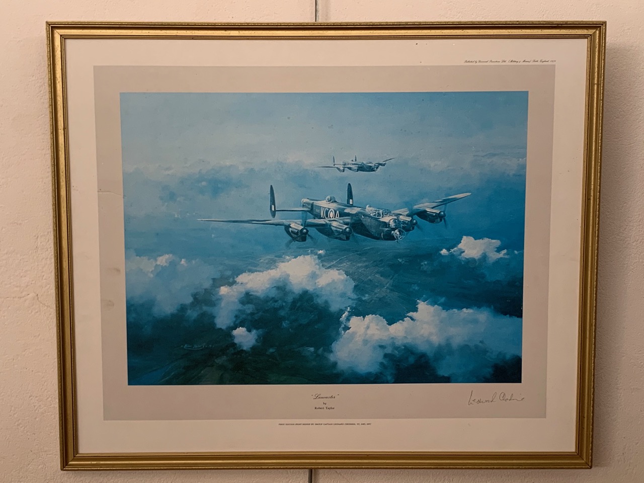 Robert Taylor, "Lancaster", a study of two RAF Lancaster bombers in flight, first edition print