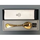 A Georg Jensen 1973 enamelled and gilt Sterling white metal year spoon, boxed with paperwork