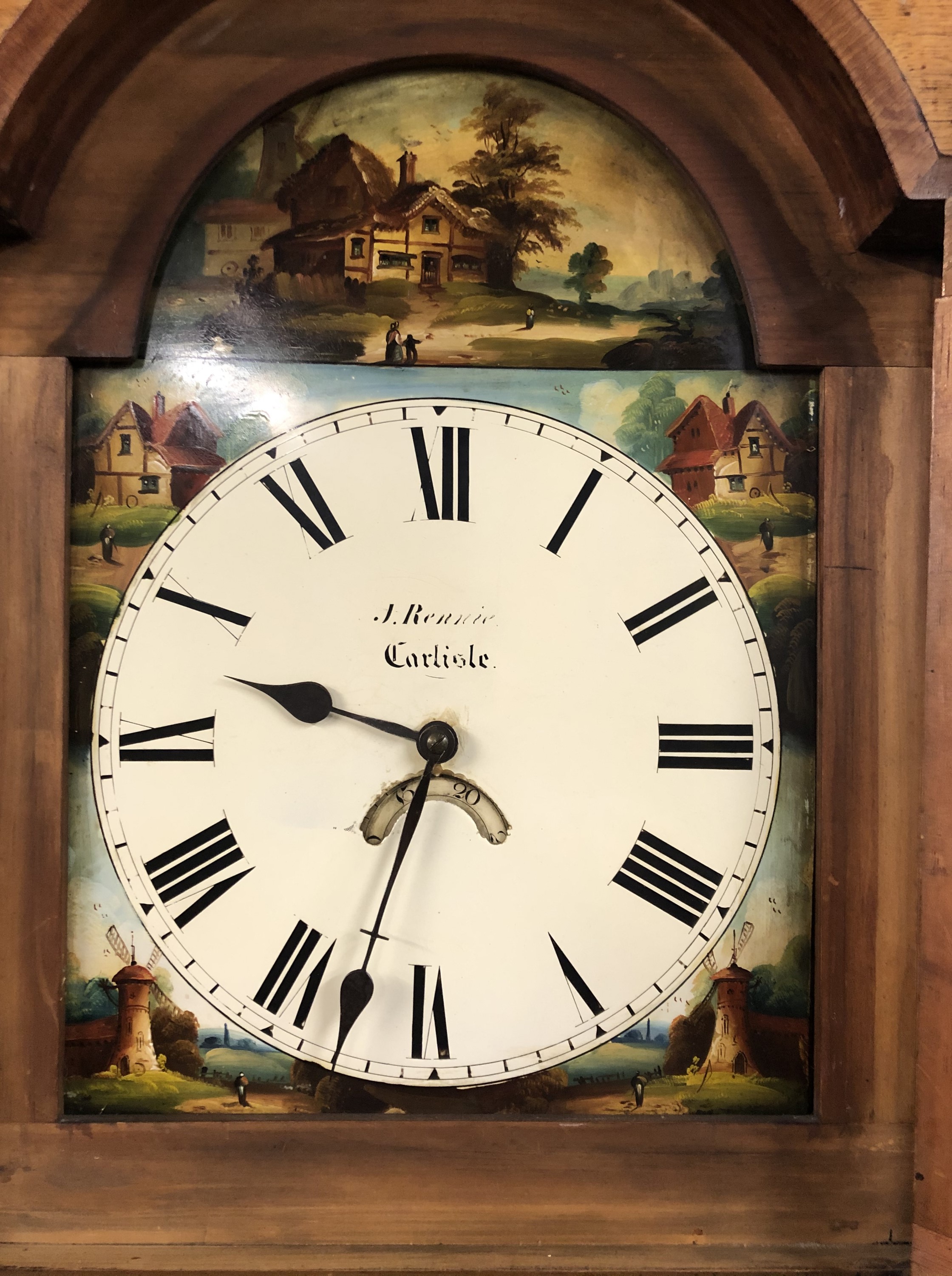 J Rennie, Carlisle, A 30-hour painted face long case clock in mahogany cross-banded oak case, 220 - Image 2 of 4