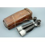 An Imperial Japanese army binocular periscope and case, 10 x 4°, maker-marked KH within a lozenge,