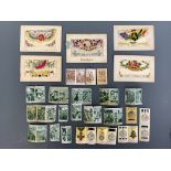Great War silk postcards together with National War Savings Committee stamps