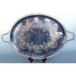 A large Victorian electroplate tea tray, 77 cm