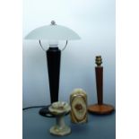 A "Brilliant" designer table lamp, 38 cm high, together with a teak table lamp base, 25 cm high