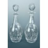 A pair of crystal decanters, 30 cm high, (free from damage)