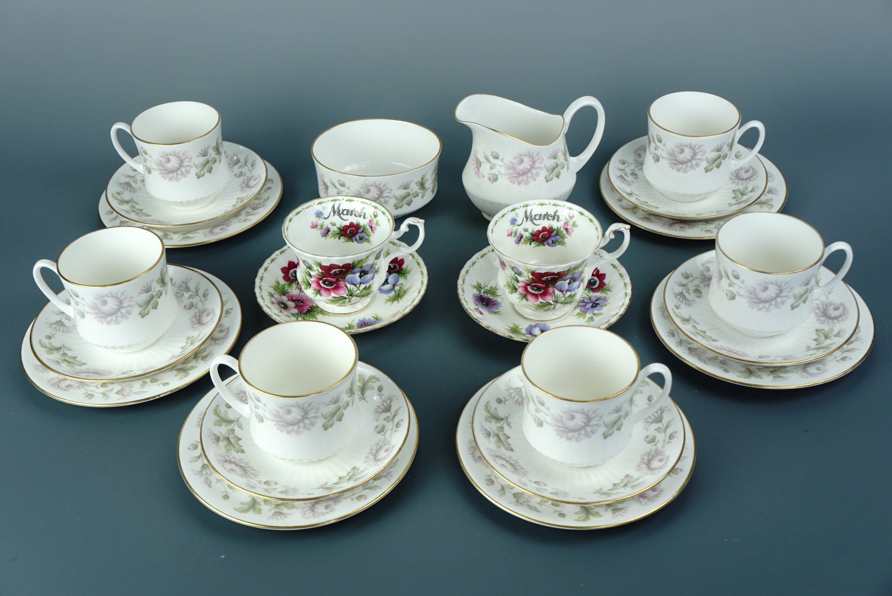 A Duchess "Morning Mist" pattern tea set, together with two Royal Albert Flower of the Month
