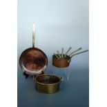Sundry copper and brass pans