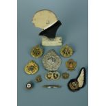 A small group of military insignia including an RAF signaler's brevet, together with a small hand-