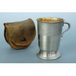 A late 19th / early 20th Century electroplate collapsible travelling / pocket drinking cup, in